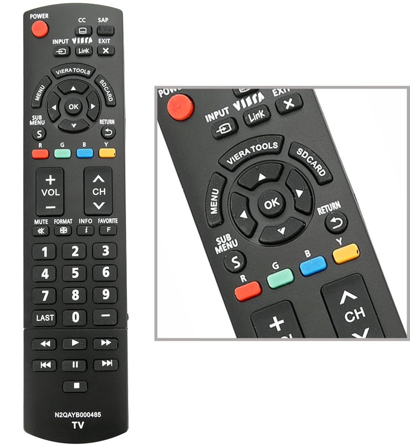 UBay N2QAYB000485 Remote Replacement for 99% Panasonic LCD LED Plasma Viera TVs - Image 1